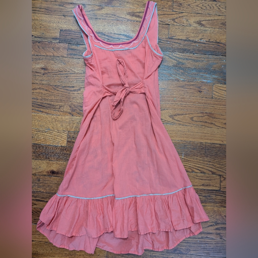 Anthropologie Lilka Pink Embroidered Sleeveless Ruffle Sundress XS - Picture 4 of 5